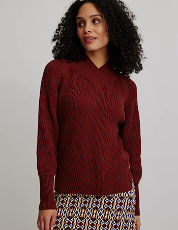 Trui Knit Loose V-Hals Fired Brick