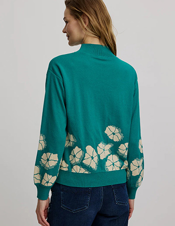 Trui Cosy Flowers Bay Green