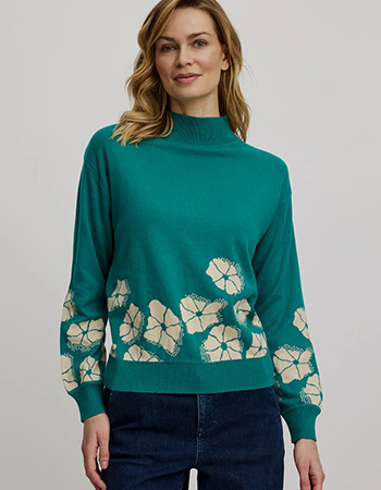 Trui Cosy Flowers Bay Green