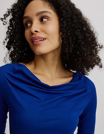 Longsleeve Watervalhals Ink Blue