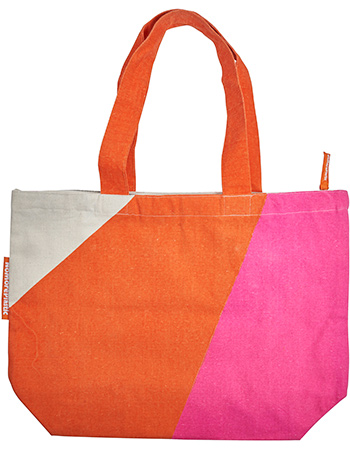 Duurzame shopper NoMorePlastic  Magenta Orange detail
