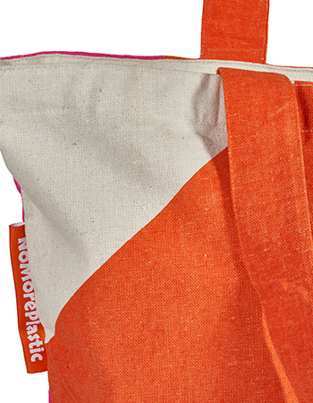 Duurzame shopper NoMorePlastic  Magenta Orange detail