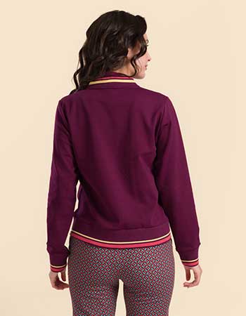 Bordeauxrode Lalamour Nora bomberjack met ritssluiting en sportieve boorden, duu