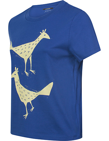 T-shirt Bird Couple Worker Blue detail