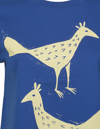T-shirt Bird Couple Worker Blue detail