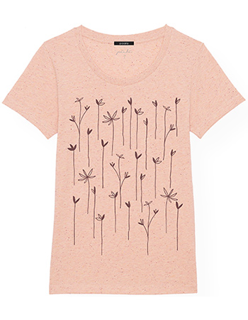 T&#8209;shirt Scribble Flowers Heather Neppy Pink