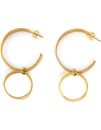 Oorbel Double Circle Brass Gold