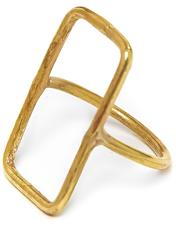 Ring Recantangle Hollow Brass Gold