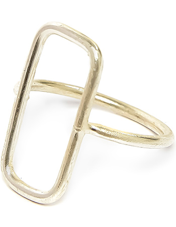 Ring Recantangle Hollow Brass Silver
