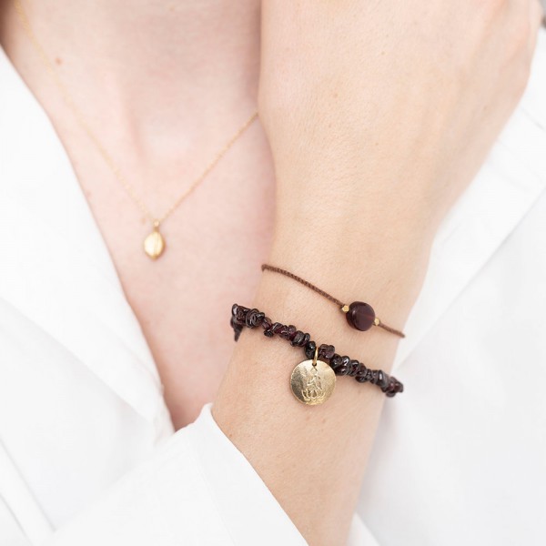 Armband Gemstone Card Garnet Gold