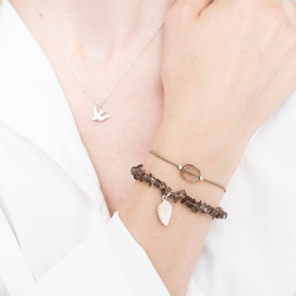 Armband Gemstone Card Smokey Quartz Silver