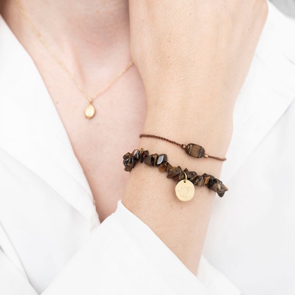 Armband Gemstone Card Tiger Eye Gold