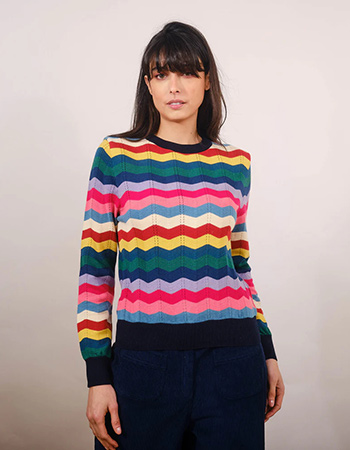 De truien en cardigans van Pretty Vacant zijn duurzaam geproduceerd en combinere