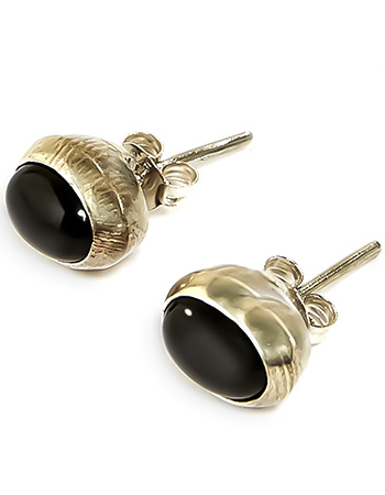 Oorbel Teardrop Onyx  Black Silver