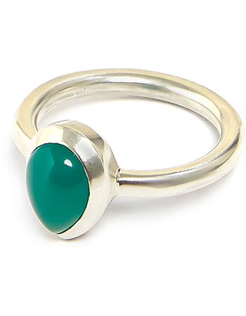 Ring Oval Green Onyx Silver