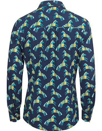 Blouse Marge Horses Navy detail