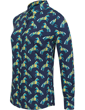 Blouse Marge Horses Navy detail