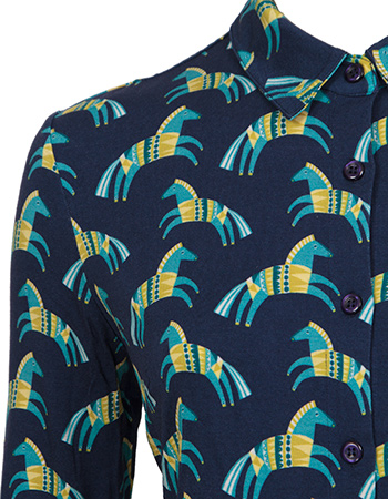 Blouse Marge Horses Navy detail