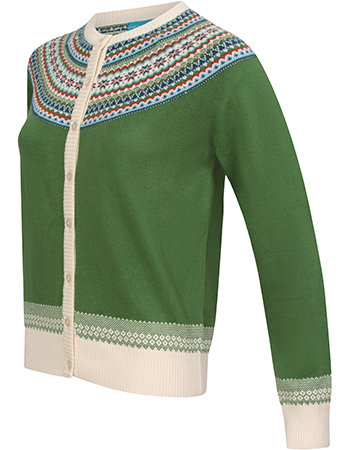 Cardigan Fairisle Green detail