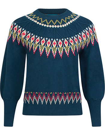 Trui Oslo Cable Fairisle Blue