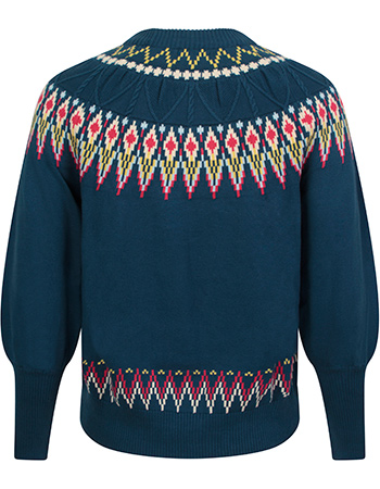 Trui Oslo Cable Fairisle Blue detail