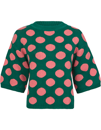 Trui Roma 3/4 Mouw Polka Pink Green