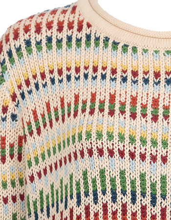 Trui Rosa Rainbow Lines Creme detail