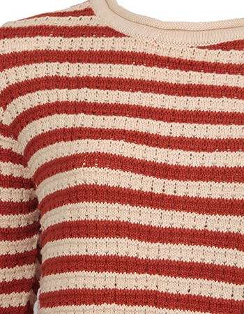 Trui Rosa Stripe Pointelle Brown detail