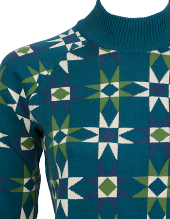 Trui Susan Quilt Squares Petrol detail