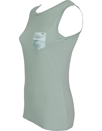 Top Mouwloos Bamboe Timeless Jade detail