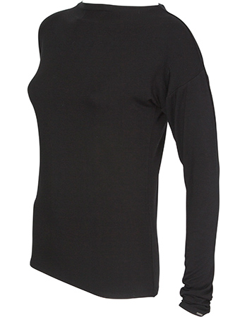 Longsleeve Bamboe Vintage Vleermuismouw Zwart detail