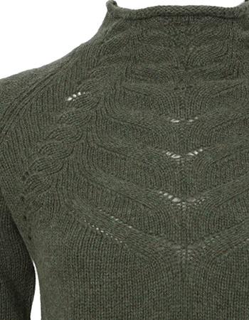 Trui Corinna Recycled Wol Corinna Green Foresta detail