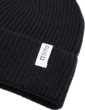 Beanie Marcello Recycled Cashmere Black Ardesia detail
