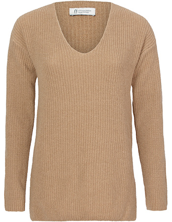 Trui Esther V&#8209;hals Gerecycled Wol Beige Sughero