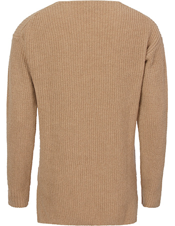 Trui Esther V&#8209;hals Gerecycled Wol Beige Sughero detail