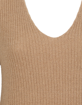 Trui Esther V&#8209;hals Gerecycled Wol Beige Sughero detail