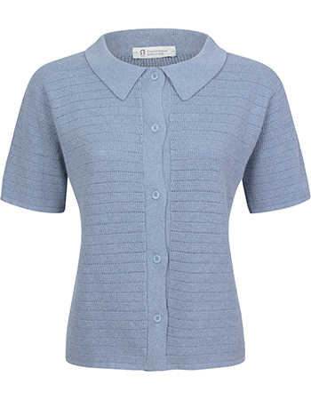 Kort Gebreid Vest Sofia Gerecycled Blue Indigo