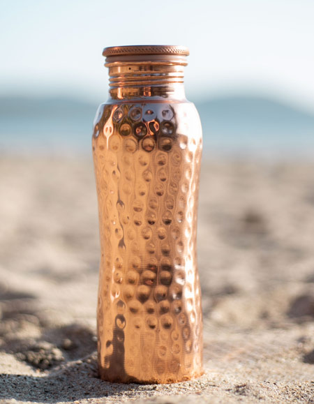 Waterfles Koper Curved Hammered 600 ml