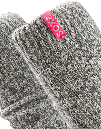 Wollen Beenwarmers Grijs Bubble Gum detail