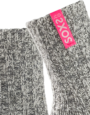 Sokken Bio Wol Kuithoogte Grijs Bubble Gum detail