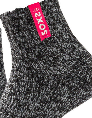 Sokken Bio Wol Enkel Donkergrijs Scarlet Rose detail