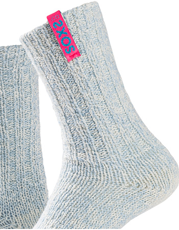 Sokken Eco Wol Kuit Pink Ice Blue detail