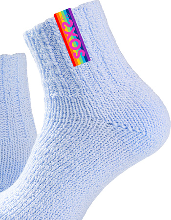 Sokken Eco Wol Enkel Rainbow Blauw detail