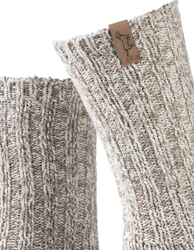 Sokken Bio Wol Medium Teckel Beige detail