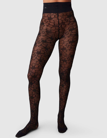 Panty Maja Flower 30 Denier Black detail
