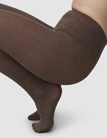 Panty Ylva Organic Wol Fishbone Mid Brown detail