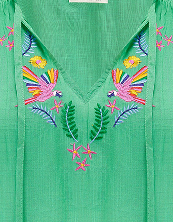 Top Angelique Parrots Green detail