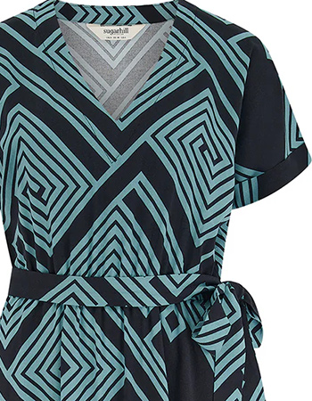 Jurk Bethan Geometric Lines Green detail