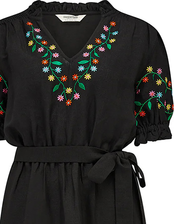 Jurk Lainey Floral Vine Black detail