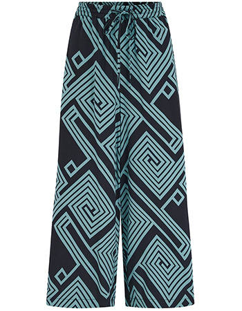 Pantalon Cropped Ameera Geometrics Lines Black Green